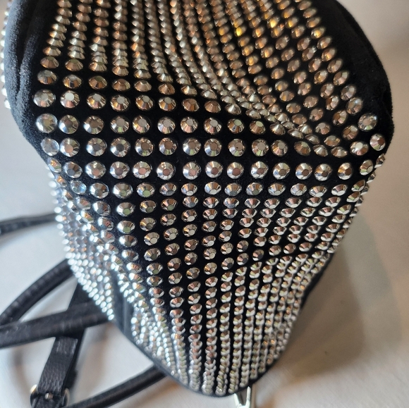 Rhinestone Studded FAUX Suede Mini Bag with Crossbody Strap, GUC - Picture 9 of 16